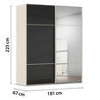 SCHWEBETÜRENSCHRANK  in Schwarz, Champagner  - Champagner/Schwarz, KONVENTIONELL, Glas/Holzwerkstoff (181/223/68cm) - Novel