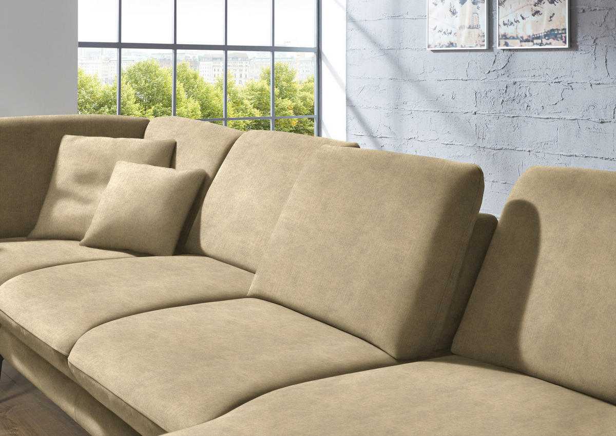WOHNLANDSCHAFT in Velours Cappuccino  - Schwarz/Cappuccino, Design, Textil/Metall (208/344/180cm) - Dieter Knoll