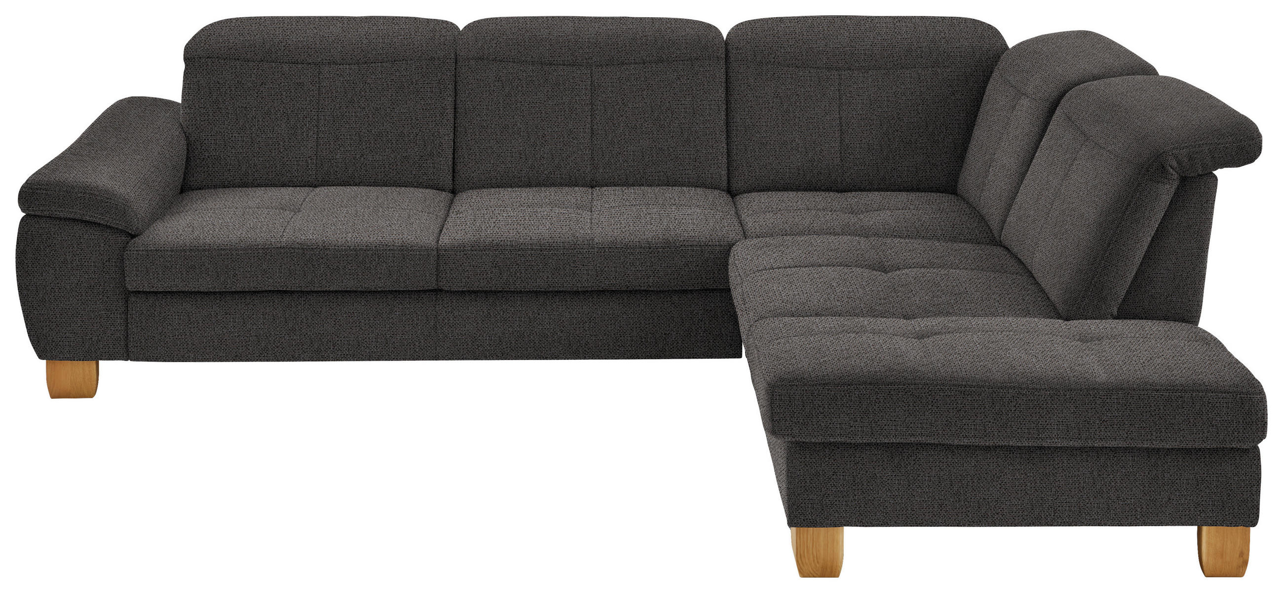 ECKSOFA in Flachgewebe Dunkelbraun  - Wildeiche/Dunkelbraun, Natur, Holz/Textil (301/243cm) - Voleo