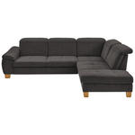 ECKSOFA in Flachgewebe Dunkelbraun  - Wildeiche/Dunkelbraun, Natur, Holz/Textil (301/243cm) - Voleo