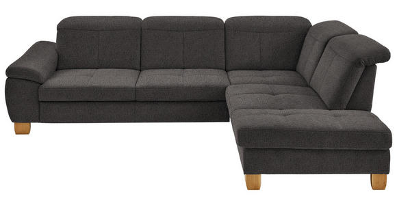 ECKSOFA in Flachgewebe Dunkelbraun  - Wildeiche/Dunkelbraun, Natur, Holz/Textil (301/243cm) - Voleo