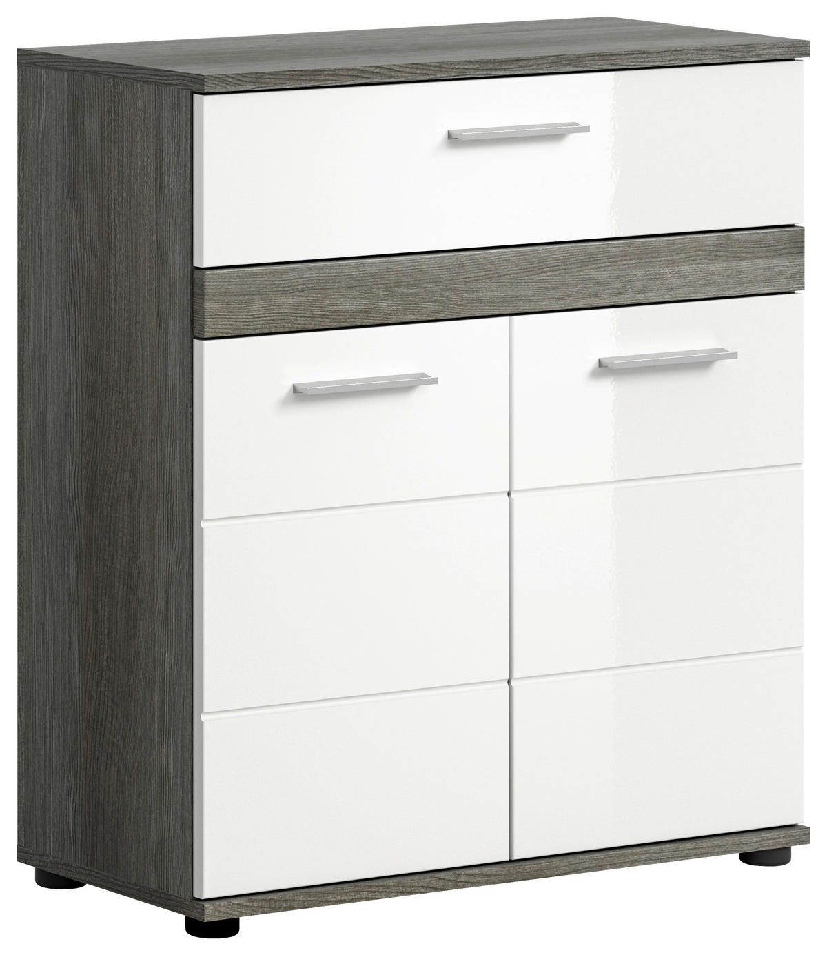 UNTERSCHRANK 70/79/31 cm   - Weiß Hochglanz/Silberfarben, MODERN, Holzwerkstoff/Kunststoff (70/79/31cm) - MID.YOU