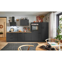 KÜCHENBLOCK PN 80 350 cm  in Graphitfarben, Eichefarben  - Eichefarben/Schwarz, Design, Holzwerkstoff/Metall (350cm) - Pino