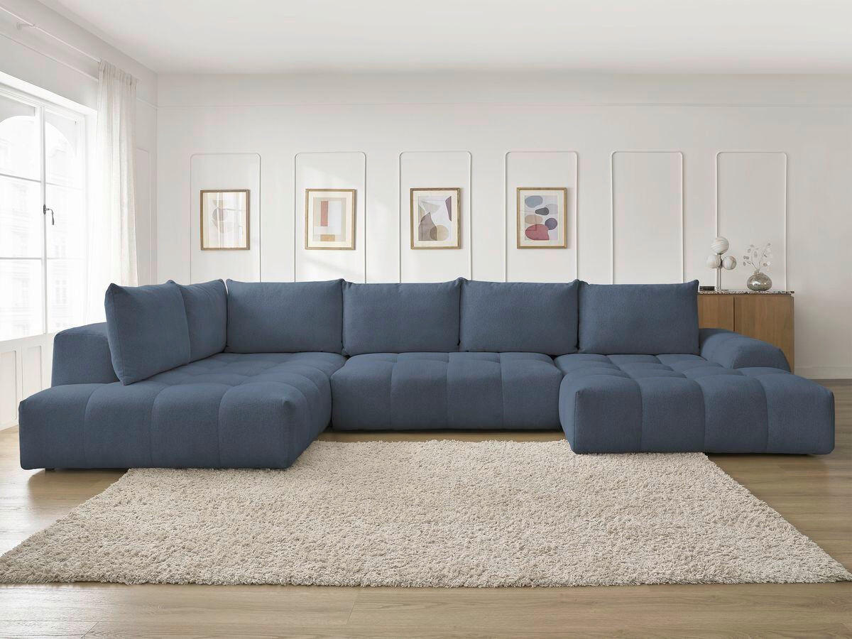 ECKSCHLAFSOFA EVEREST  mit Rücken echt, Armteil links, Armteil rechts Flachgewebe Dunkelblau  - Schwarz/Dunkelblau, MODERN, Kunststoff/Textil (212/423/198cm)