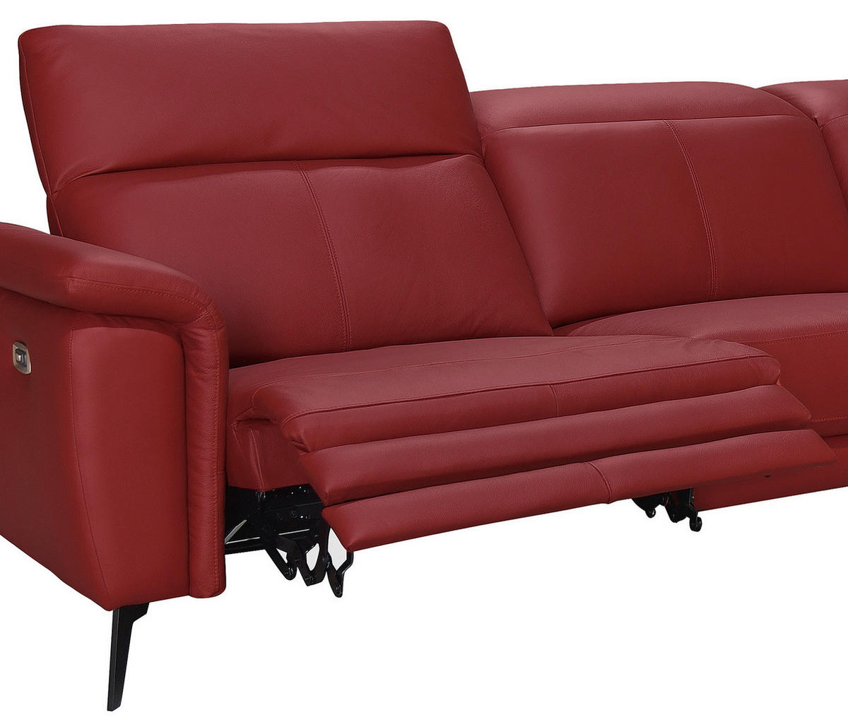 ECKSOFA Rot Echtleder  - Rot/Schwarz, MODERN, Leder/Holz (276/174cm) - Livetastic