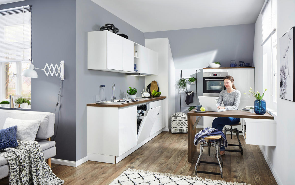 KÜCHENLEERBLOCK  230/120 cm  in Weiß, Eichefarben  - Eichefarben/Weiß, Design, Holzwerkstoff (230/120cm) - Express