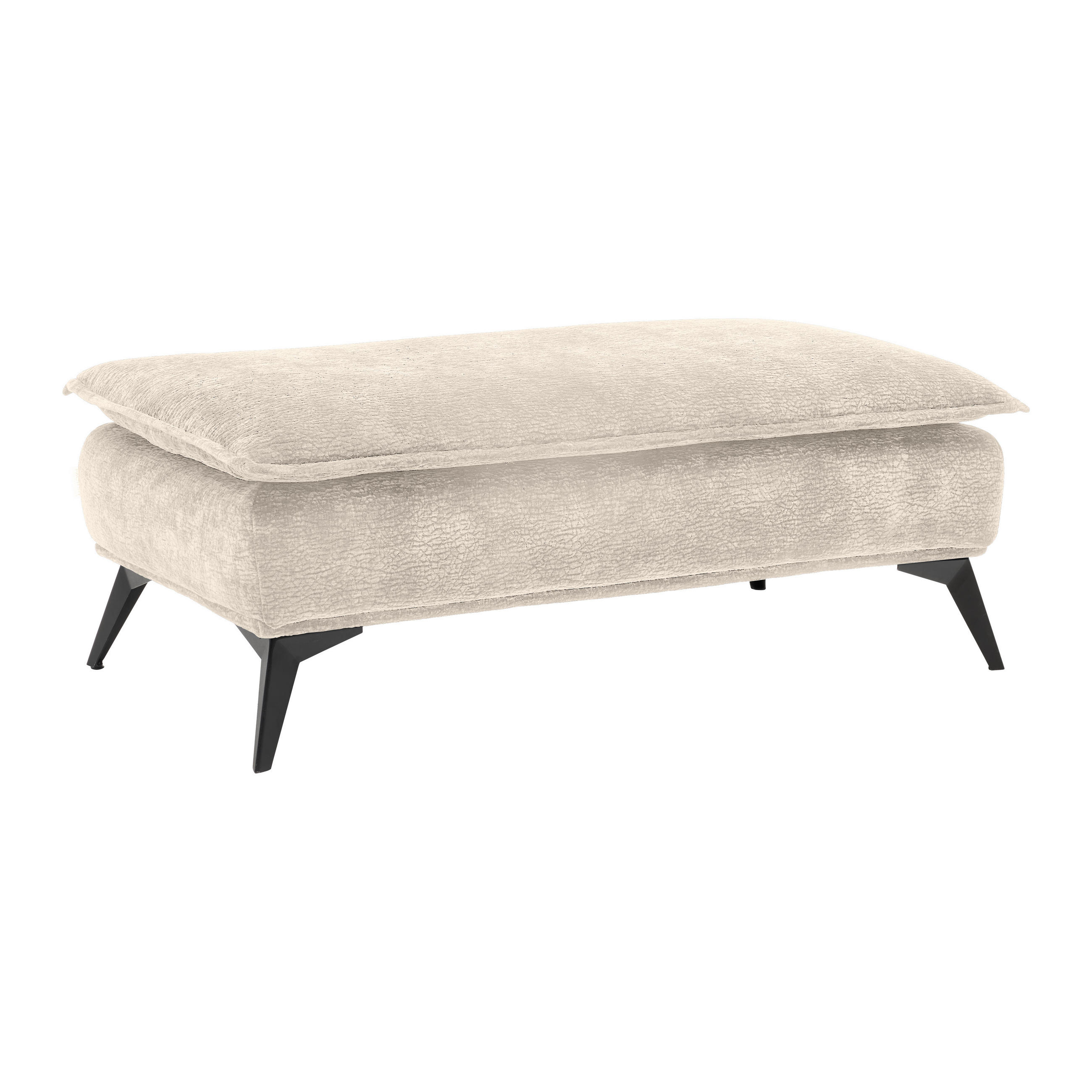 HOCKER Textil Beige  - Beige/Schwarz, Modern, Textil/Metall (122/47/68cm) - MID.YOU