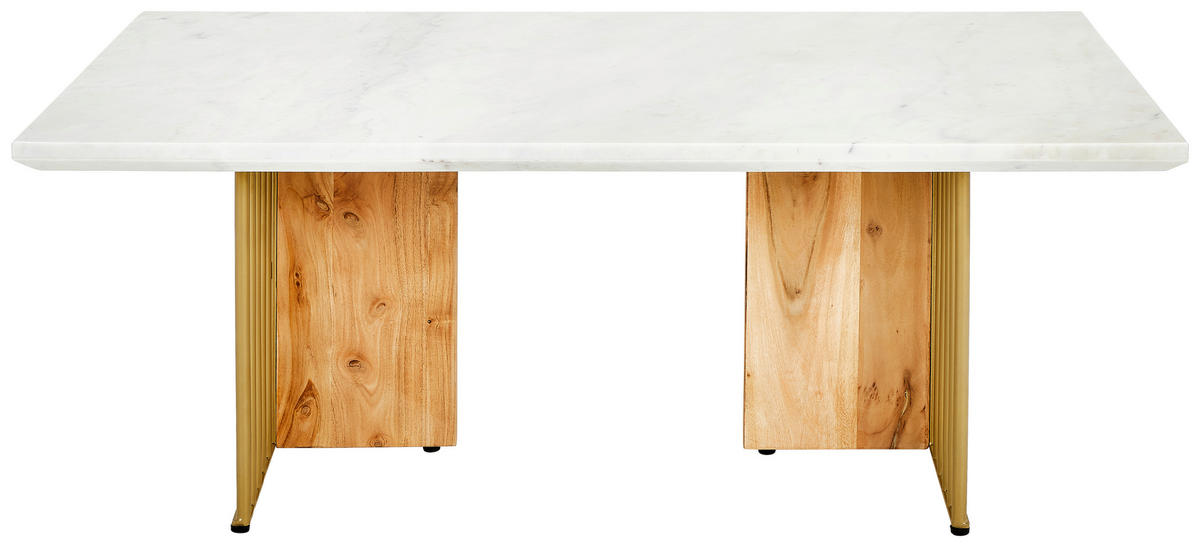 COUCHTISCH in Holz, Metall, Stein  - Weiss/Goldfarben, Lifestyle, Holz/Stein (120/45/70cm) - MID.YOU