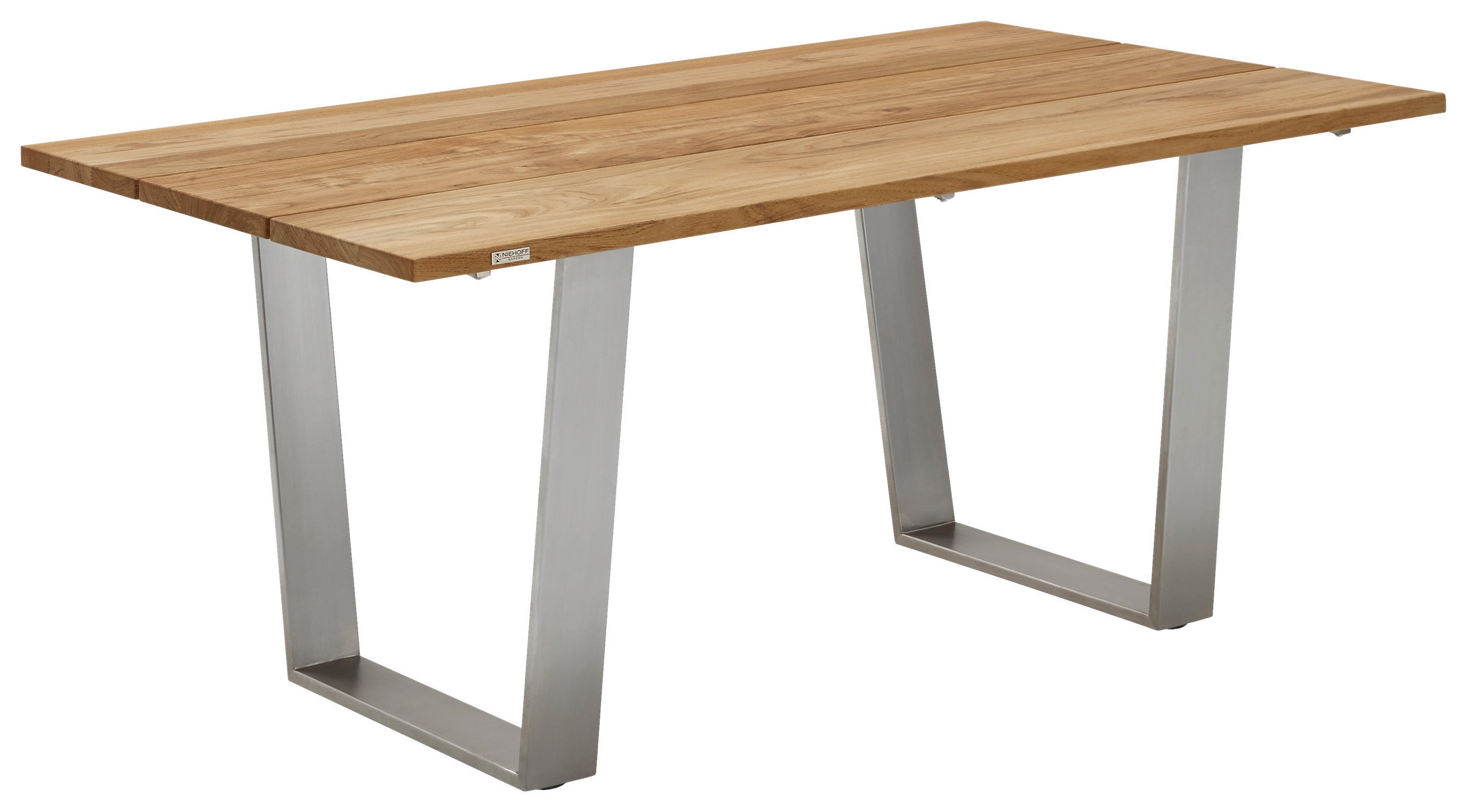 GARTENTISCH 200/95/76 cm Holz, Metall rechteckig  - Silberfarben/Teakfarben, Design, Holz/Metall (200/95/76cm)