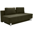 SCHLAFSOFA  mit Stoffauswahl, Schlafen auf Sitzhöhe, Armteil rechts Flachgewebe Dunkelgrün  - Chromfarben/Dunkelgrün, Design, Holz/Textil (205/77-93/99cm) - Novel