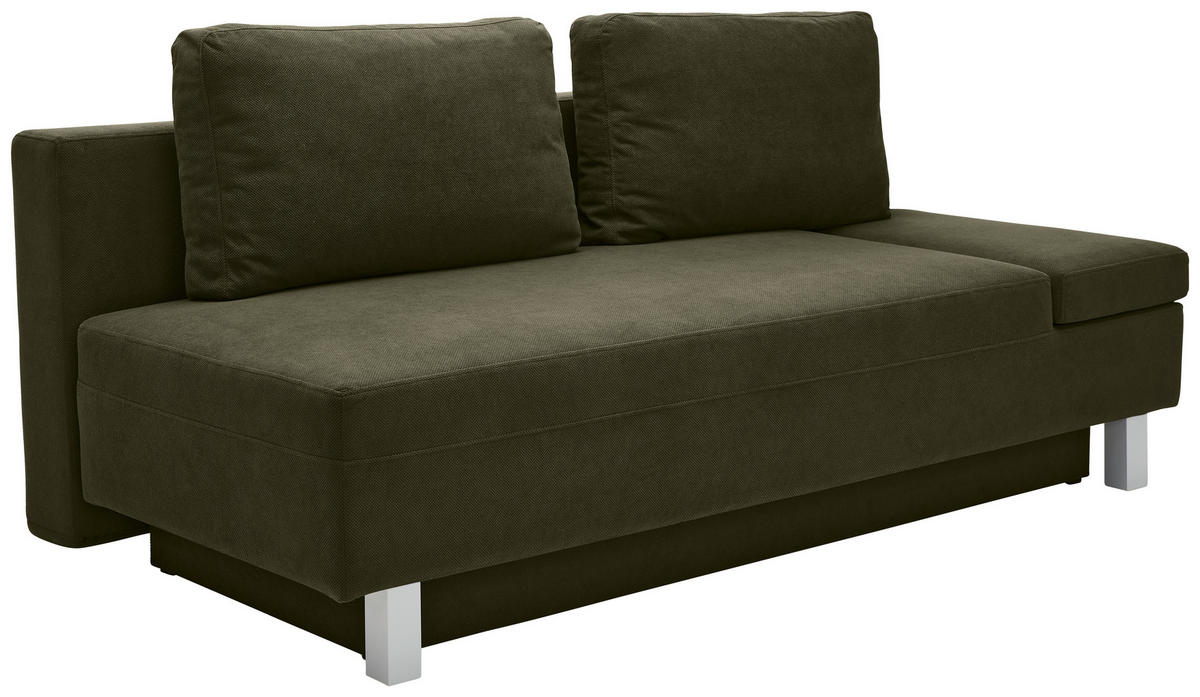 SCHLAFSOFA in Flachgewebe Dunkelgrün  - Chromfarben/Dunkelgrün, Design, Holz/Textil (205/77-93/99cm) - Novel