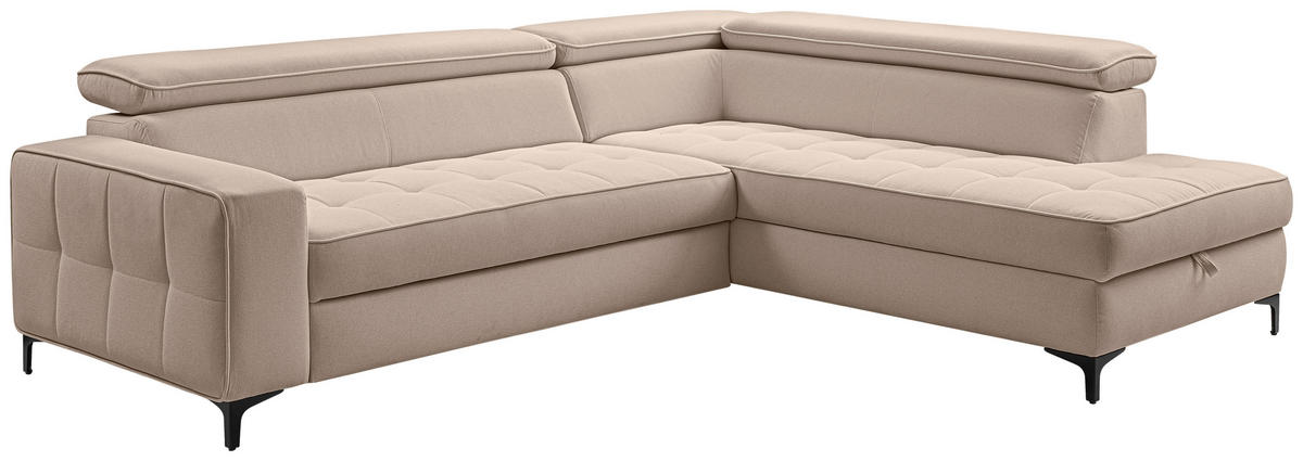 ECKSOFA  in Struktur Taupe  251/203 cm  - Taupe/Schwarz, Design, Textil/Metall (251/203cm) - MID.YOU