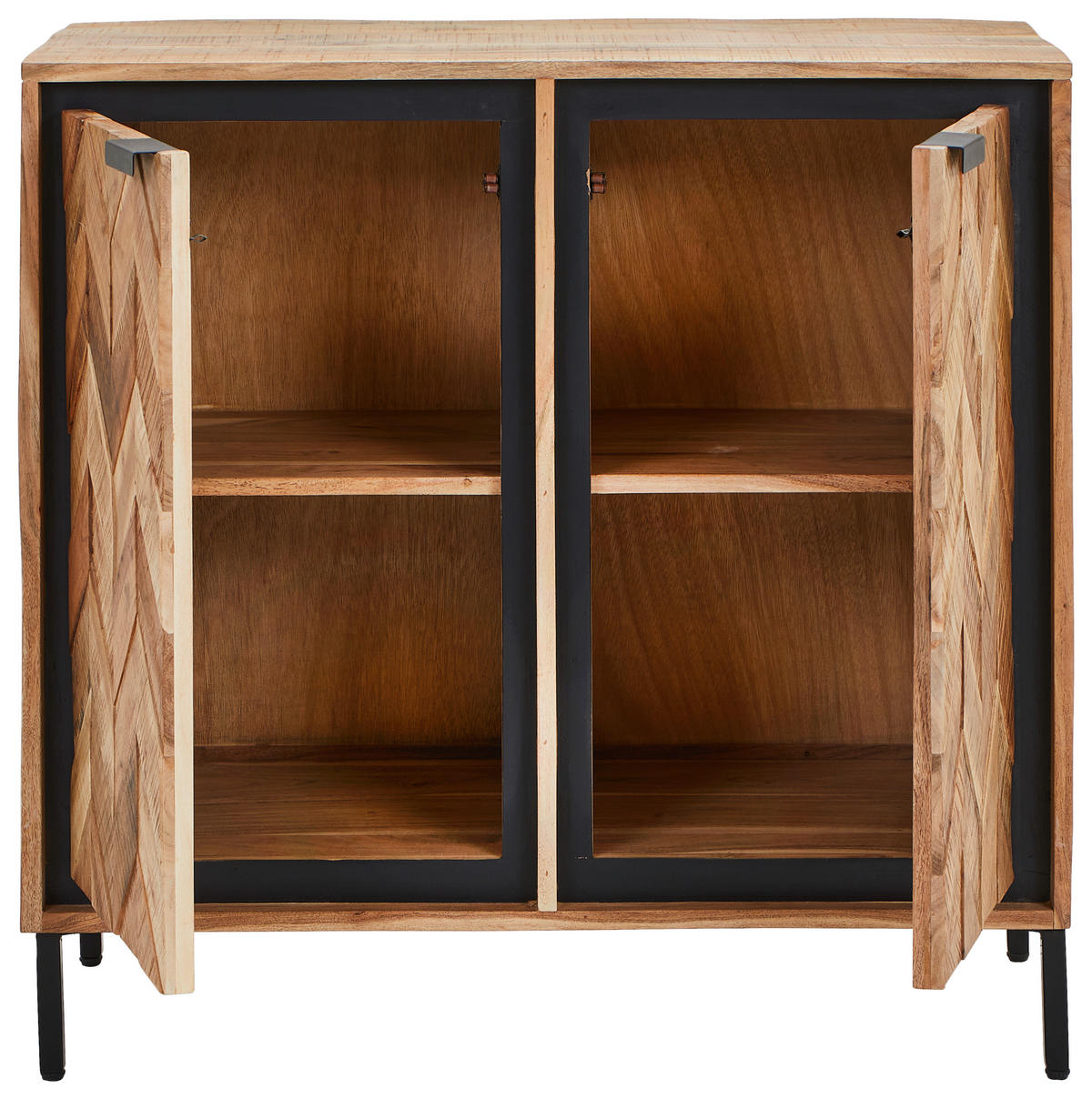 SIDEBOARD  in 88/85/40 cm  - Schwarz/Akaziefarben, MODERN, Holz/Metall (88/85/40cm) - Livetastic