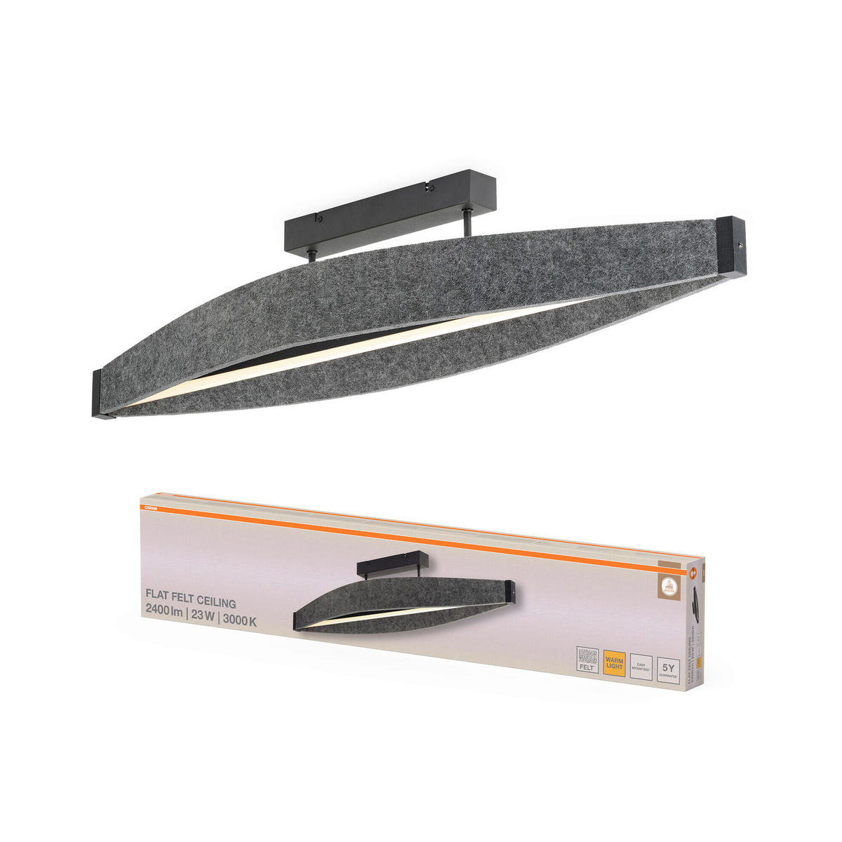 LED-DECKENLEUCHTE 100/17/21 cm   - Dunkelgrau, Design, Kunststoff/Textil (100/17/21cm) - Osram