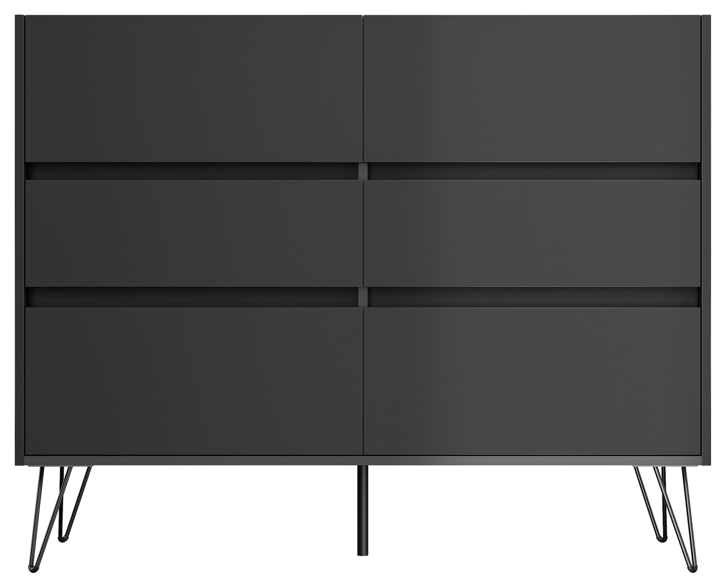 SIDEBOARD Posseik Industrial 120/93,6/42 cm 6 Schublade(n)  - Eichefarben/Graphitfarben, Design, Holzwerkstoff/Metall (120/93,6/42cm) - MID.YOU