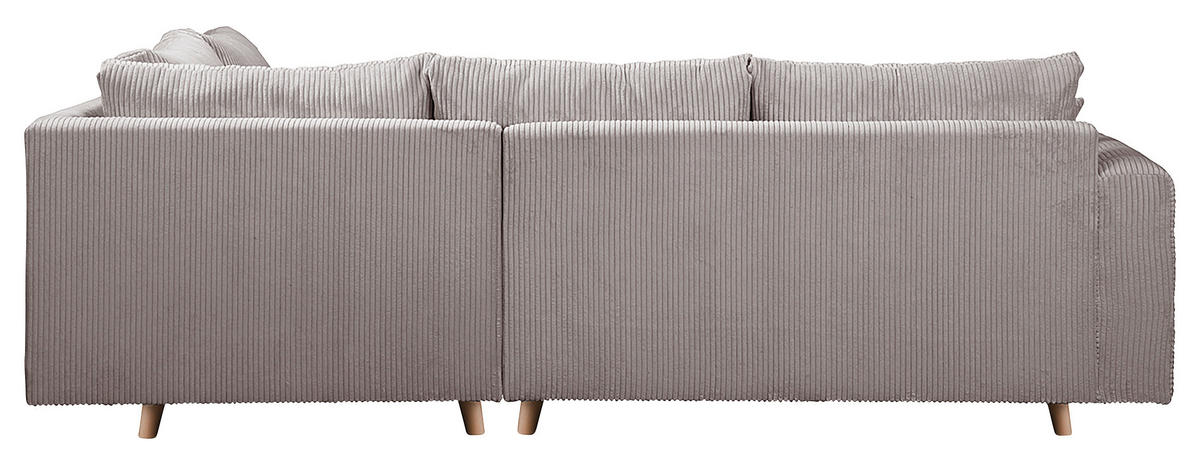 ECKSOFA inkl. Hocker Ariella Grau Cord  - Naturfarben/Grau, Design, Holz/Textil (231/161cm) - Livetastic