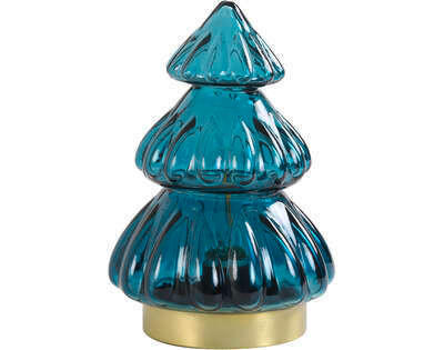 LED-TISCHLEUCHTE 12/12/18 cm   - Blau/Goldfarben, Basics, Glas (12/12/18cm) - Light & Living