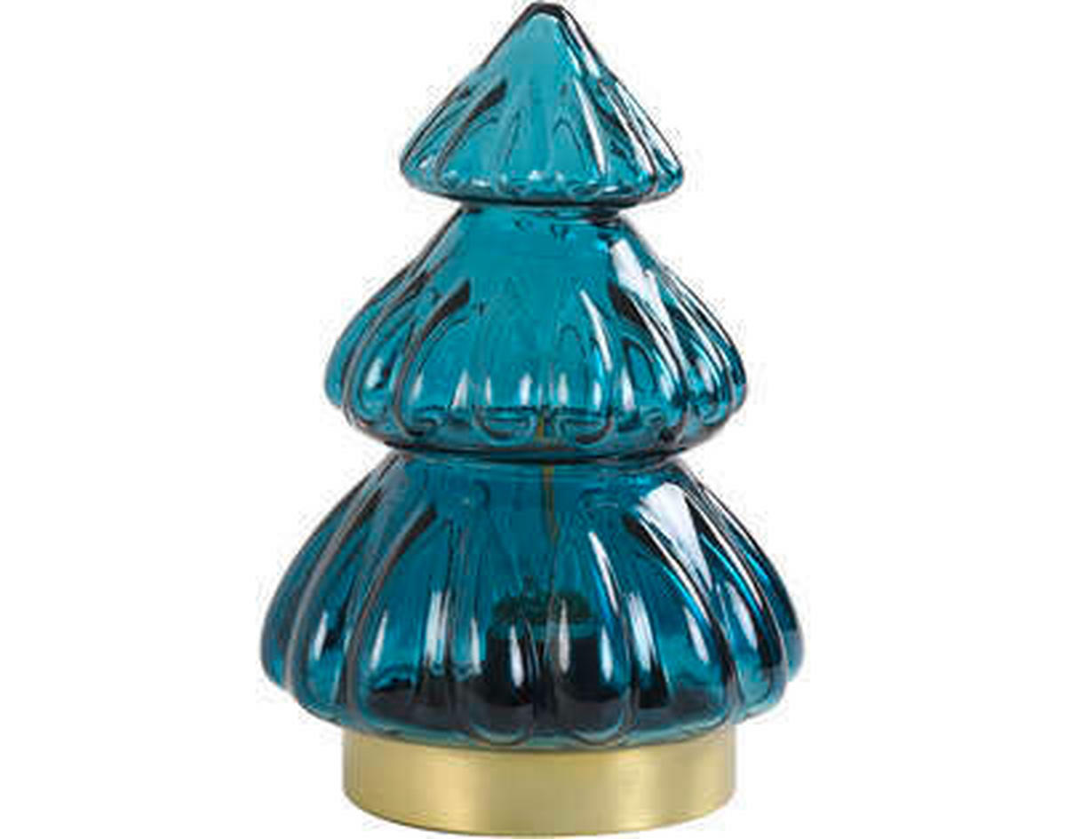 LED-TISCHLEUCHTE 12/12/18 cm   - Blau/Goldfarben, Basics, Glas (12/12/18cm) - Light & Living