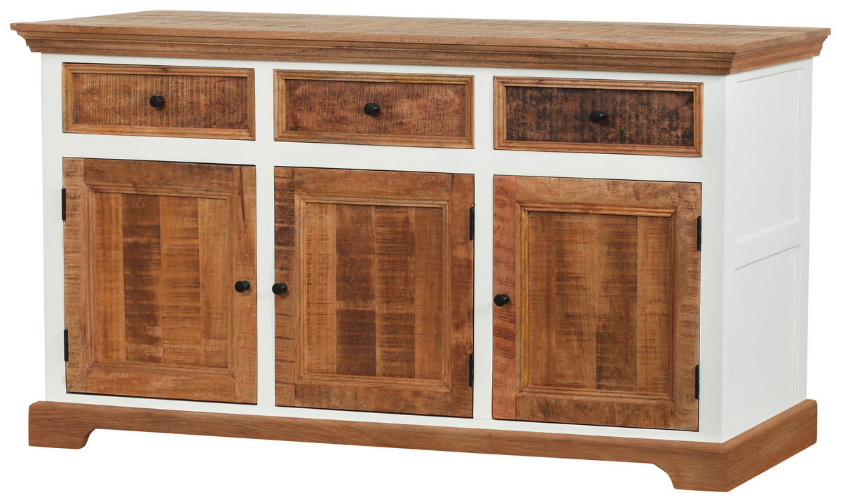 ŠIROKÁ KOMODA, akácia, mangové drevo, prírodná farba, biela, 160/90/45 cm - čierna/biela, Romantik / Landhaus, kov/drevo (160/90/45cm) - Landscape