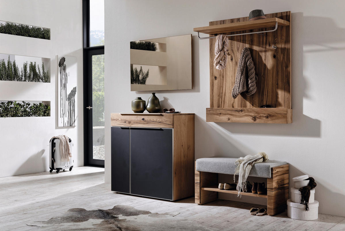 KOMMODE , 96/98/42,5 cm, 1 Schublade(n)  - Alteiche/Anthrazit, Design, Glas/Holz (96/98/42,5cm) - Voglauer