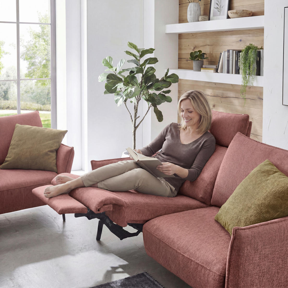 3-SITZER-SOFA Chenille Bordeaux  - Bordeaux/Schwarz, Konventionell, Textil/Metall (184/90/92cm) - Elegando