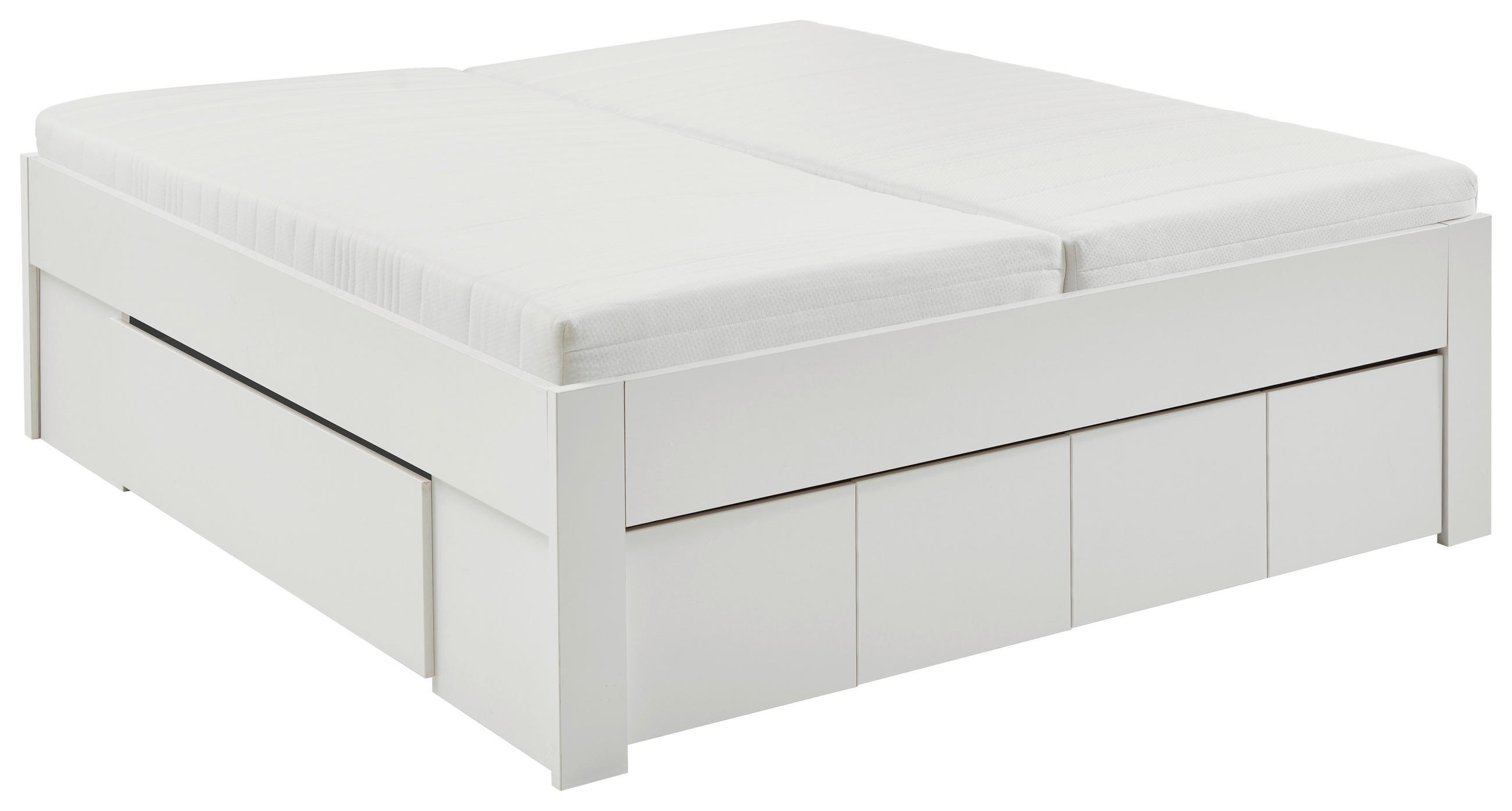 PAT CU SPAȚIU DE DEPOZITARE 180/200 cm  in alb   - alb, Konventionell, material pe bază de lemn (180/200cm) - Carryhome