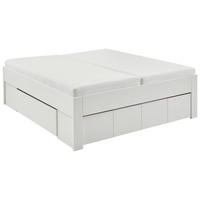 PAT CU SPAȚIU DE DEPOZITARE 180/200 cm  in alb   - alb, Konventionell, material pe bază de lemn (180/200cm) - Carryhome