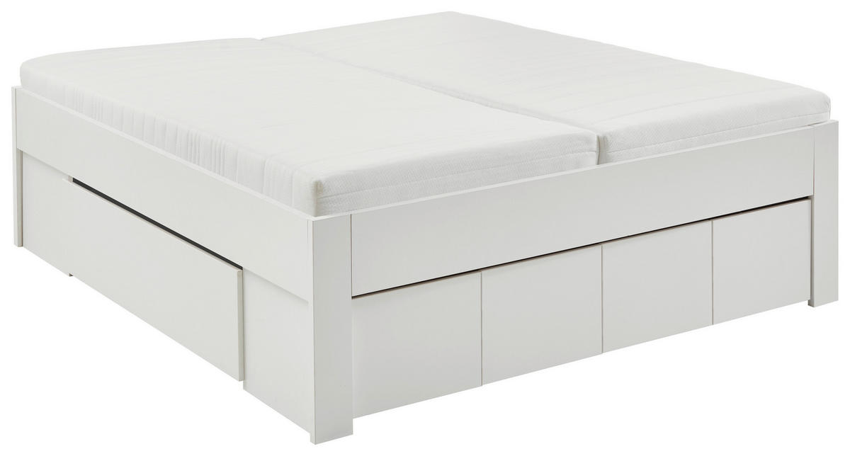 PAT CU SPAȚIU DE DEPOZITARE 180/200 cm  in alb   - alb, Konventionell, material pe bază de lemn (180/200cm) - Carryhome