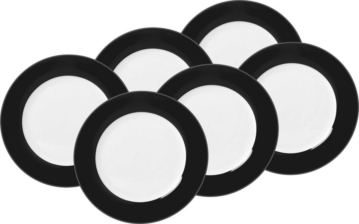 SPEISETELLERSET VARIO 6-teilig  - Schwarz/Weiß, Basics, Keramik (26,5cm) - Van Well