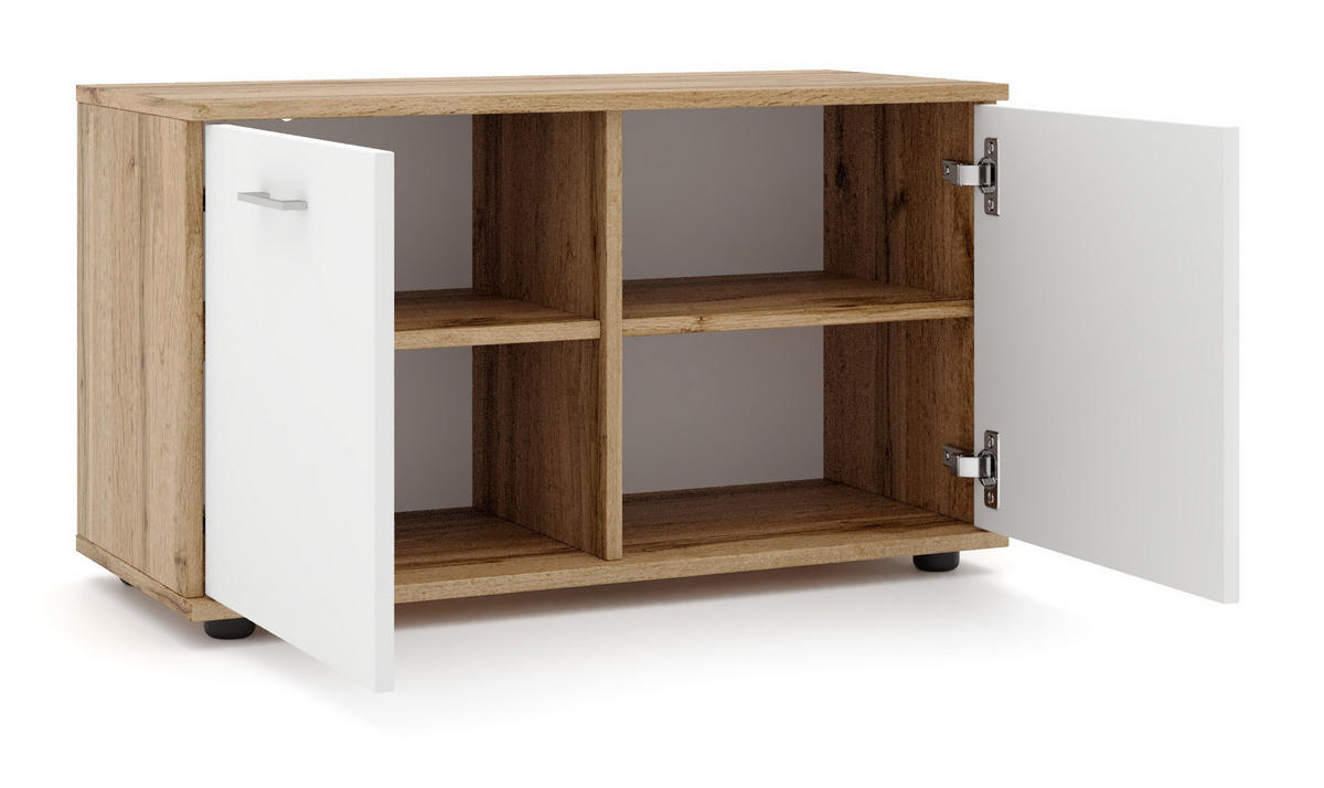 GARDEROBE 5-teilig  in 240/190/35 cm  - Eiche Wotan/Weiß, KONVENTIONELL, Glas/Holzwerkstoff (240/190/35cm) - Xora