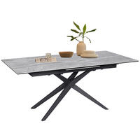 MASĂ din metal, sticlă, ceramică 180-230/90/76 cm   - negru/gri, Design, ceramică/sticlă (180-230/90/76cm) - Novel