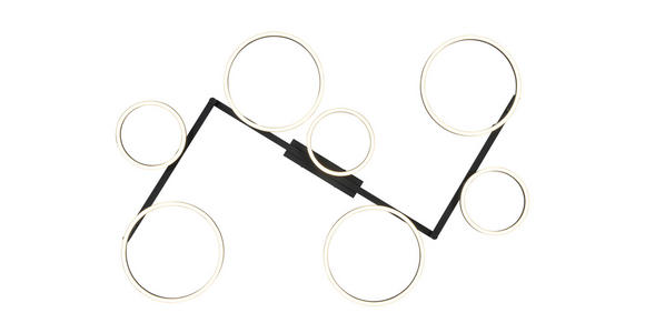 LED-DECKENLEUCHTE 118/127/12 cm  - Schwarz, Design, Kunststoff/Metall (118/127/12cm) - Novel