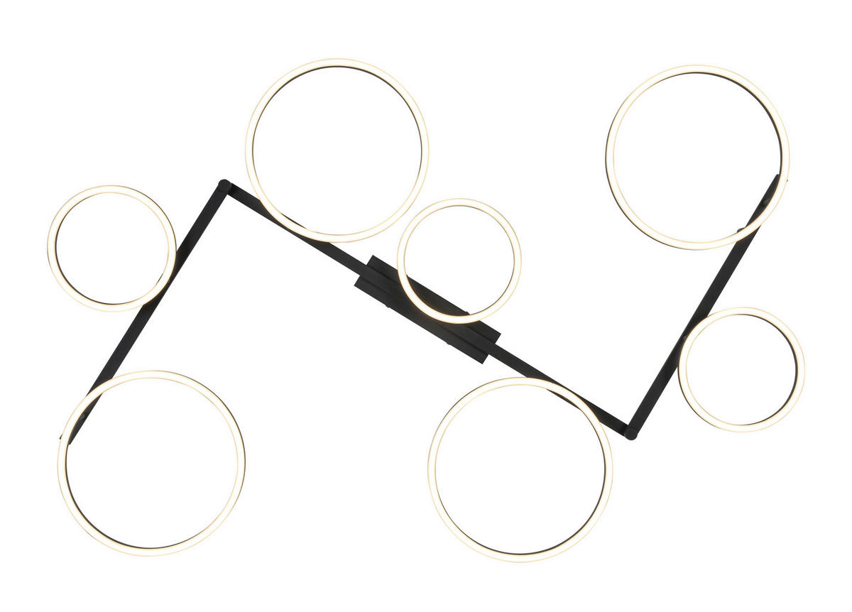 LED-DECKENLEUCHTE 118/127/12 cm  - Schwarz, Design, Kunststoff/Metall (118/127/12cm) - Novel