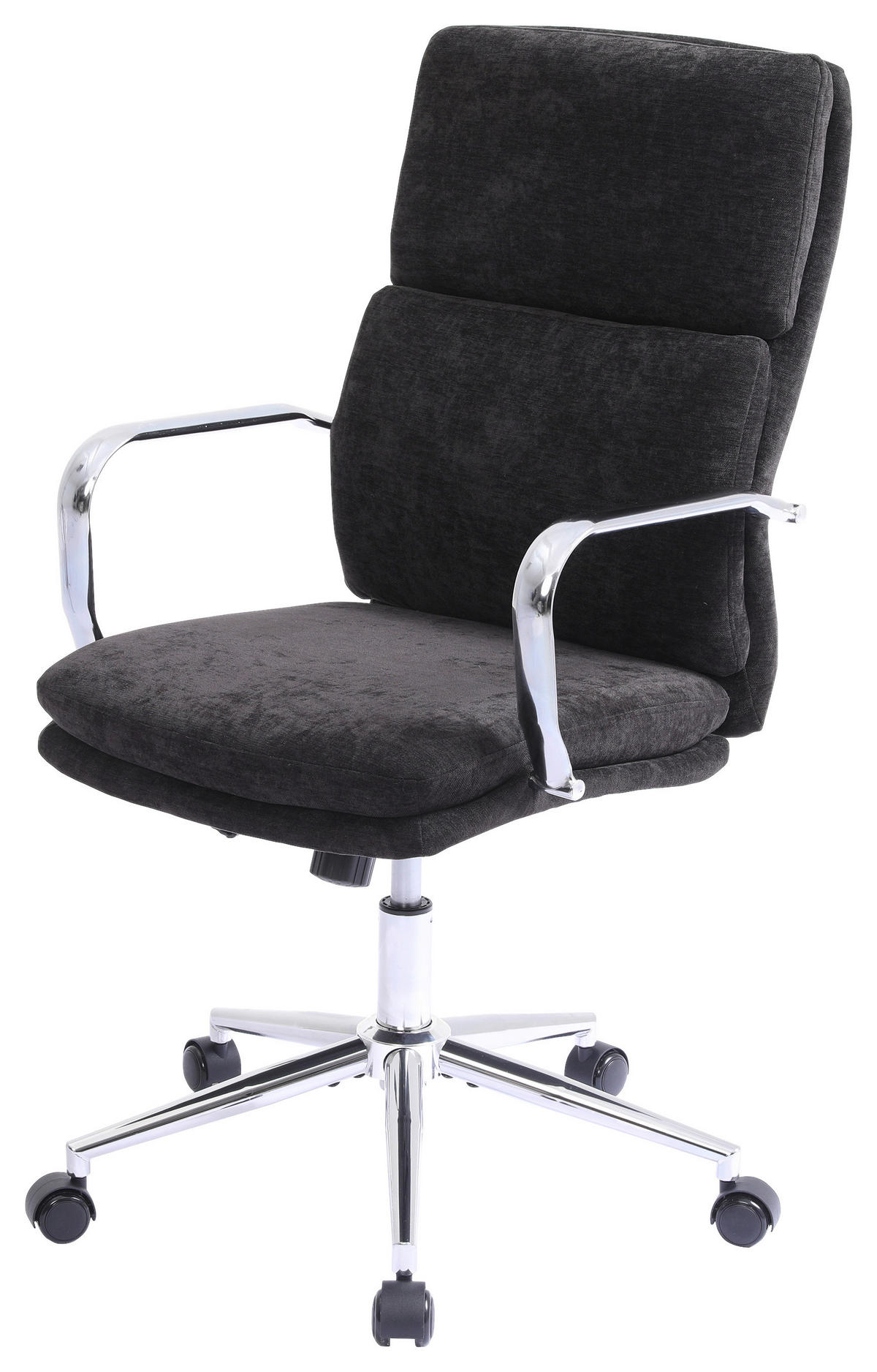 FORGÓSZÉK  zsenília fekete  - krómszínű/fekete, Modern, műanyag/textil (56/100-110/65,5cm) - Livetastic