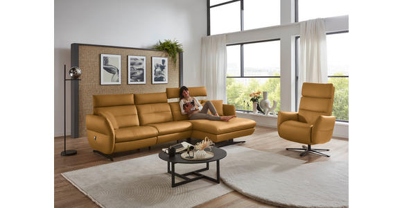 RELAXSESSEL in Leder Currygelb  - Currygelb/Schwarz, Design, Leder/Metall (82/119/85cm) - Dieter Knoll