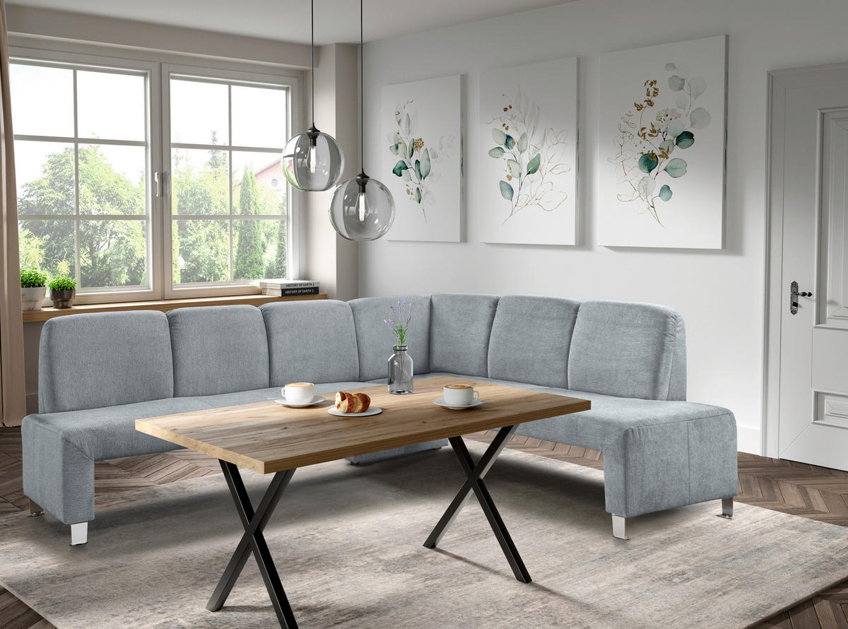 KLUPA KUTNA  tamno siva  drvo, tekstil, drvni materijal      - srebrne boje/tamno siva, Moderno, drvni materijal/drvo (263/198cm) - Livetastic