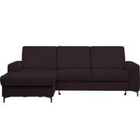 ECKSOFA in Velours Aubergine  - Aubergine/Schwarz, Konventionell, Textil/Metall (167/247cm) - Stylife