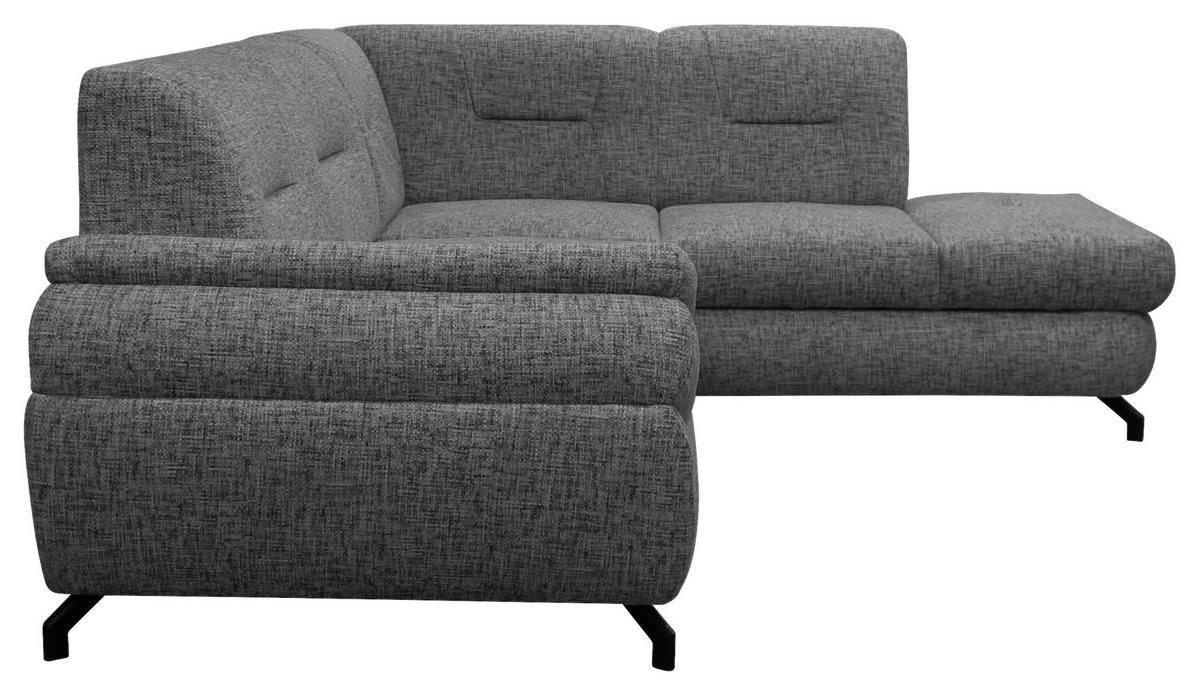 ECKSOFA Dunkelgrau Struktur, Plüsch  - Dunkelgrau/Schwarz, Design, Textil/Metall (274/201cm) - MID.YOU