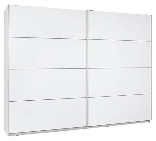 SCHWEBETÜRENSCHRANK 270/210/61 cm 2-türig Weiß  - Silberfarben/Weiß, Design, Holzwerkstoff/Metall (270/210/61cm) - MID.YOU
