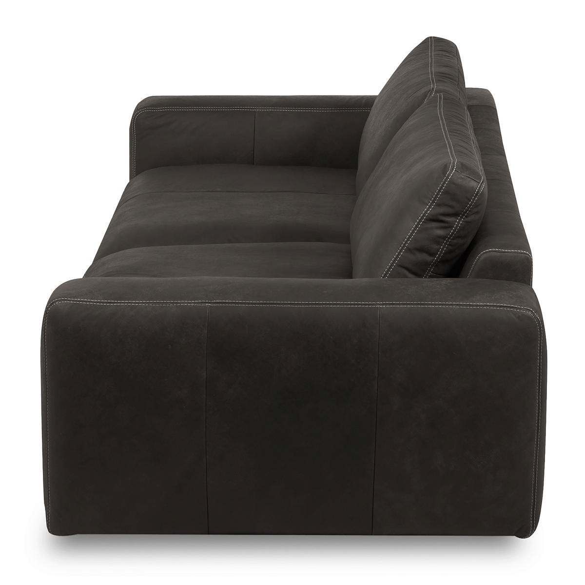 3-SITZER-SOFA  in Echtleder Dunkelgrau   - Dunkelgrau/Beige, Design, Leder/Kunststoff (300/85/123cm) - Livetastic