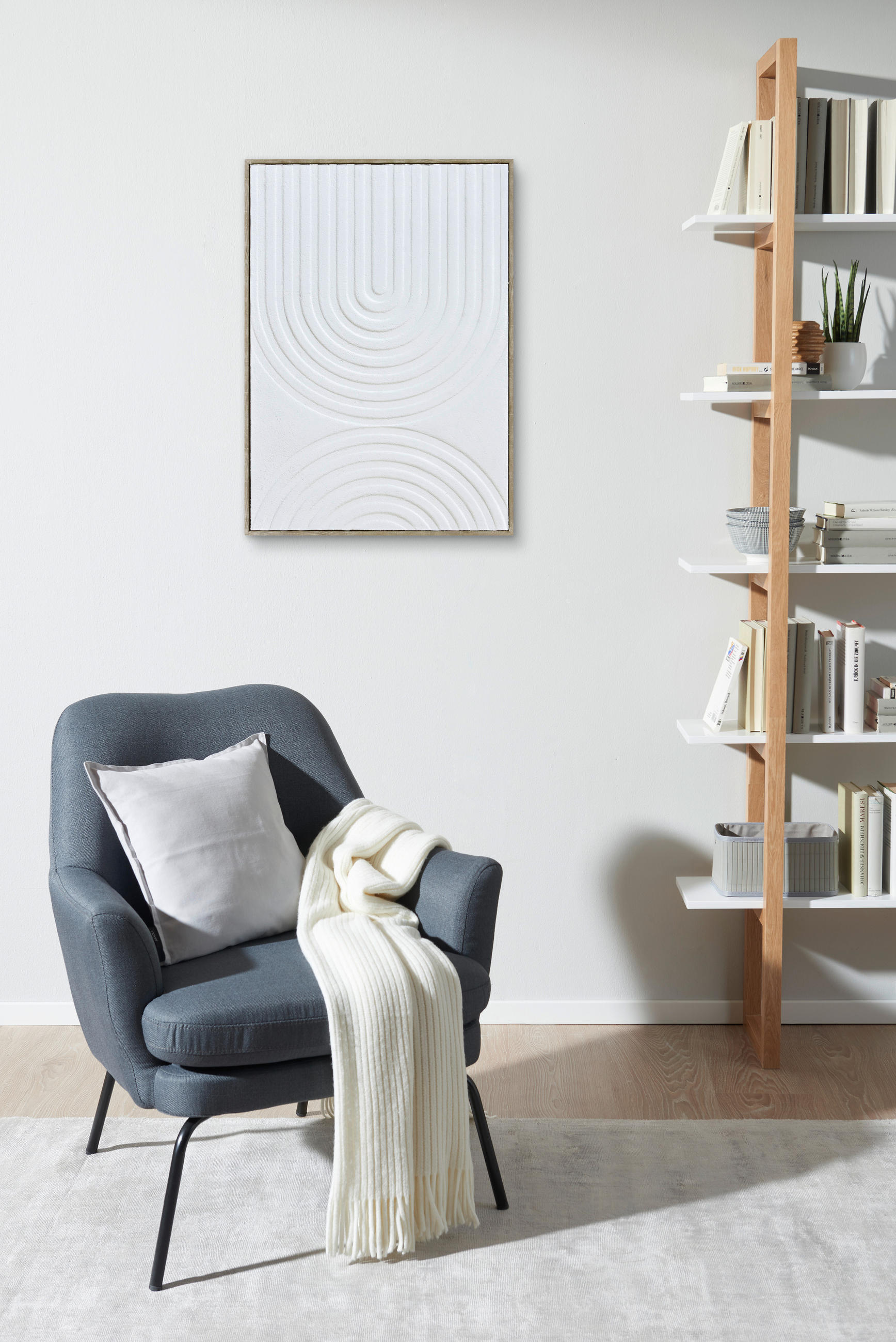 BILD Abstraktes 50/70 cm  - Weiß/Naturfarben, Trend, Holzwerkstoff/Kunststoff (50/70cm) - Monee