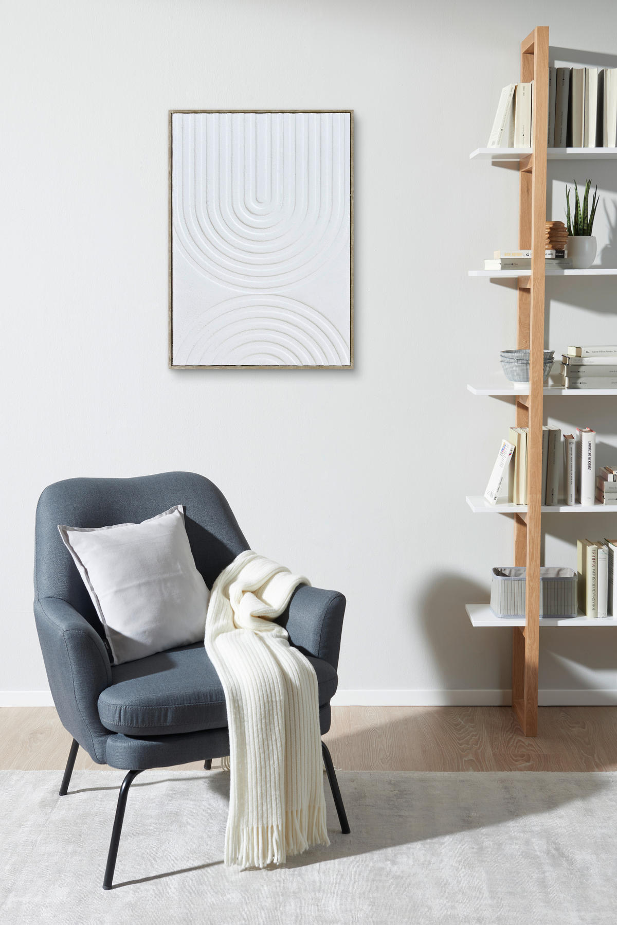 BILD Abstraktes 50/70 cm  - Weiß/Naturfarben, Trend, Holzwerkstoff/Kunststoff (50/70cm) - Monee