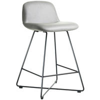 BARHOCKER Lederlook Schwarz, Hellgrau Edelstahl Stoffauswahl  - Hellgrau/Schwarz, Basics, Textil/Metall (50/85/48cm) - Celina Home