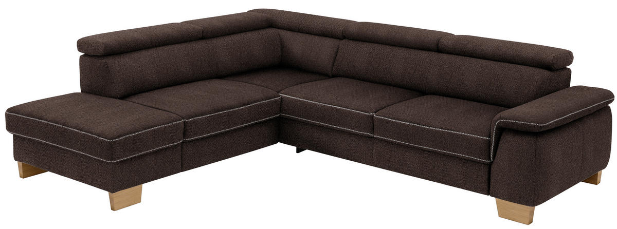 ECKSOFA in Mikrofaser Dunkelbraun  - Eichefarben/Dunkelbraun, Natur, Holz/Textil (226/273cm) - Beldomo System
