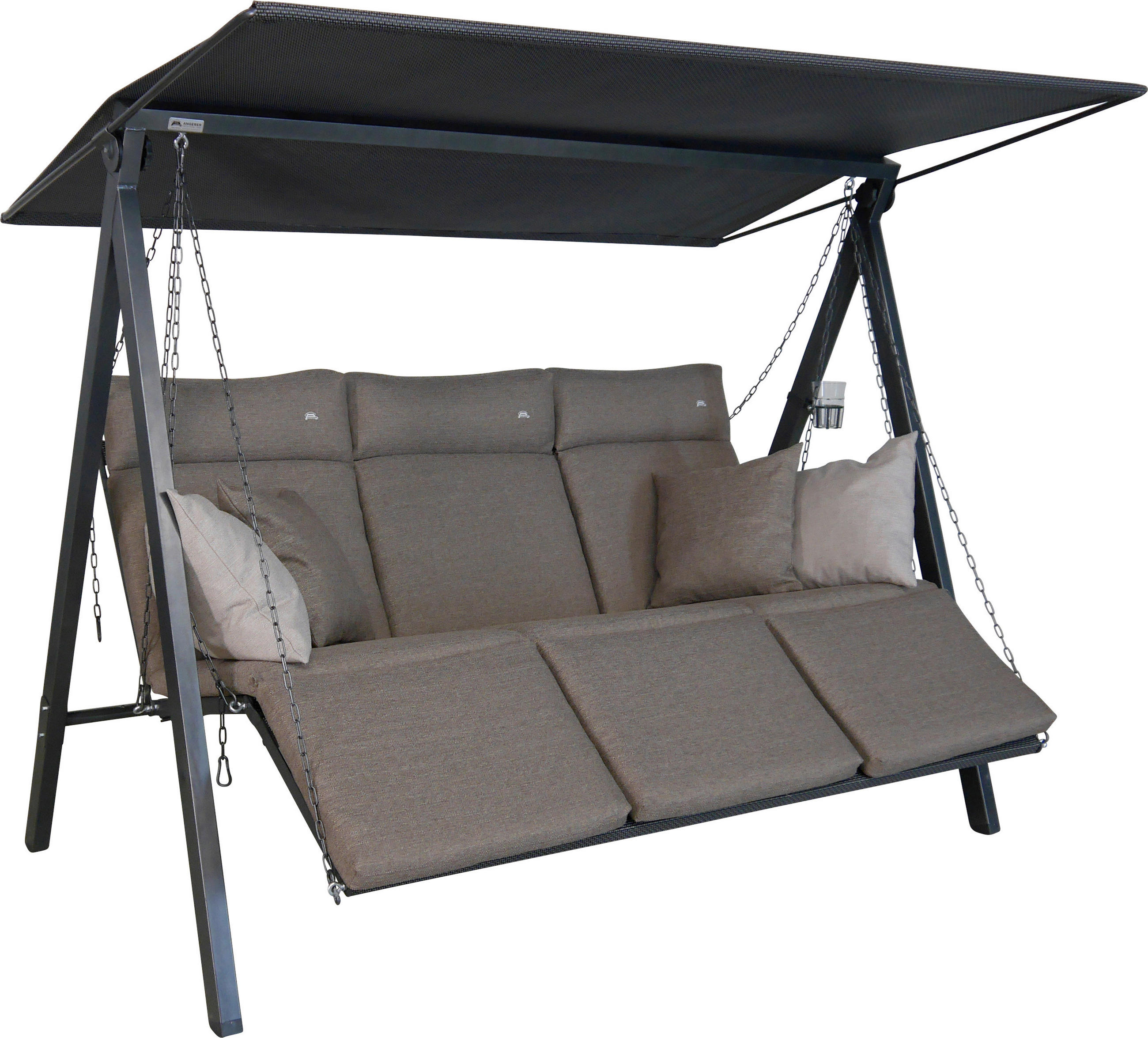 HOLLYWOODSCHAUKEL 210/160/145 cm  - Dunkelgrau/Anthrazit, Basics, Textil/Metall (210/160/145cm) - Boxxx