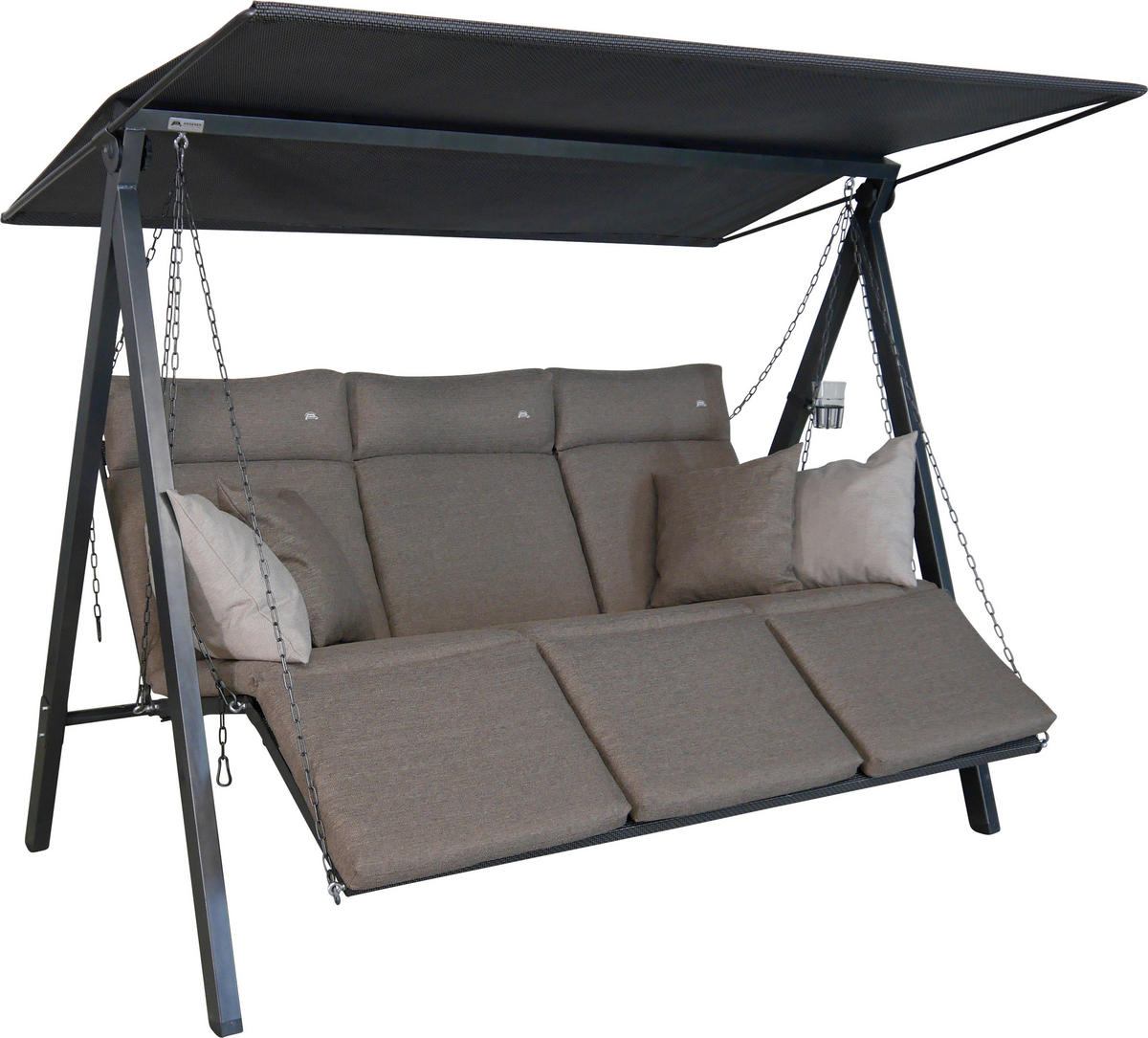 HOLLYWOODSCHAUKEL 210/160/145 cm  - Dunkelgrau/Anthrazit, Basics, Textil/Metall (210/160/145cm) - Boxxx