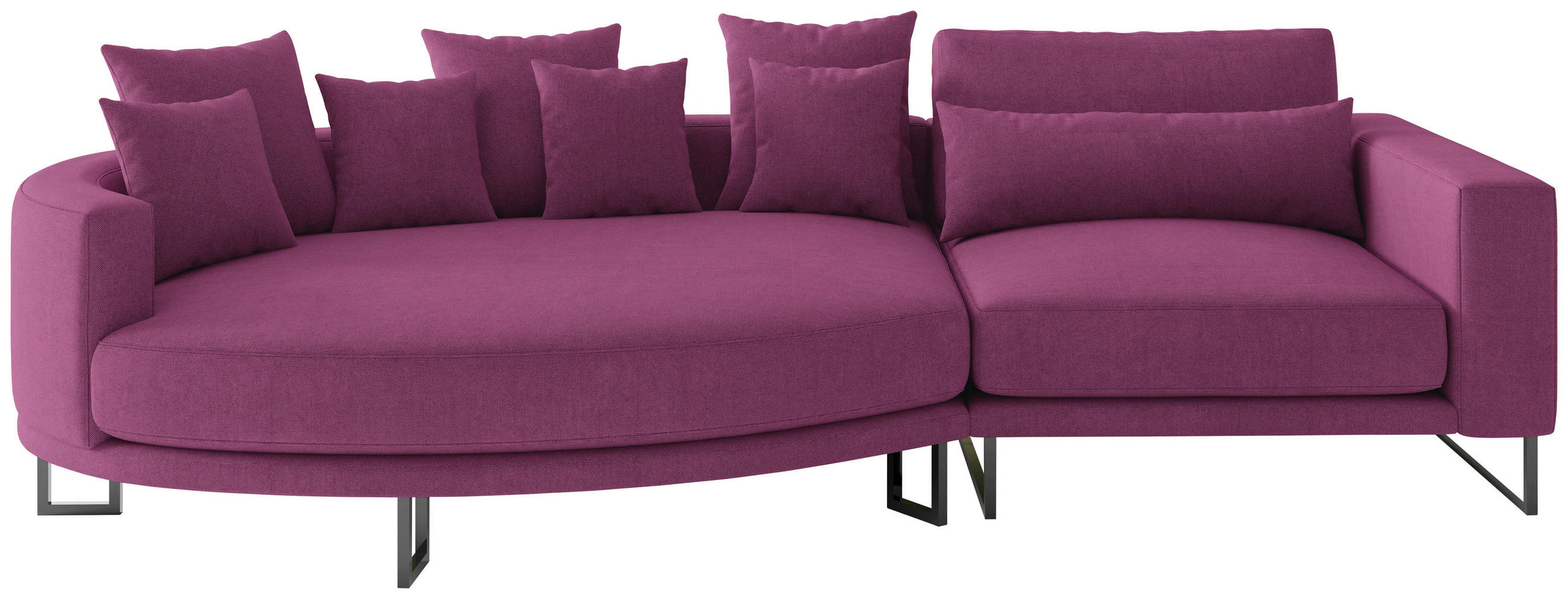 BIGSOFA Natalia Webstoff Magenta  - Magenta/Schwarz, Design, Textil/Metall (150/283cm) - Livetastic