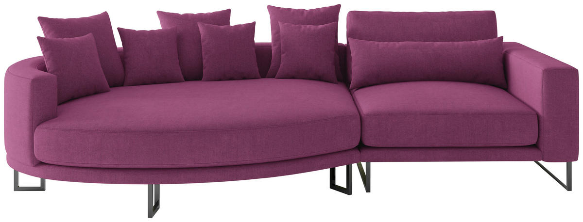 BIGSOFA Natalia Webstoff Magenta  - Magenta/Schwarz, Design, Textil/Metall (150/283cm) - Livetastic