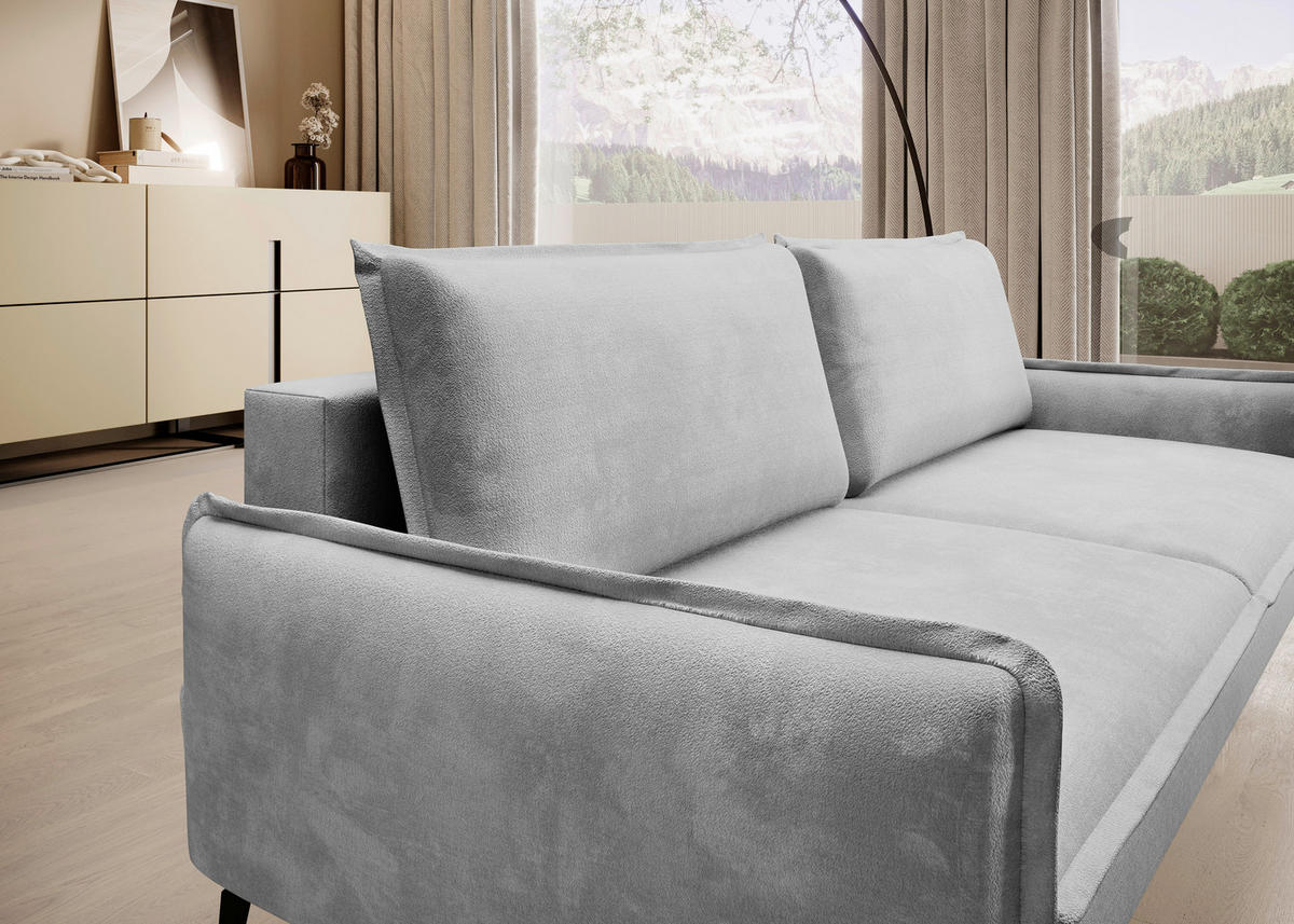 SCHLAFSOFA Chenille Grau  - Schwarz/Grau, KONVENTIONELL, Textil/Metall (223/89/107cm) - Carryhome