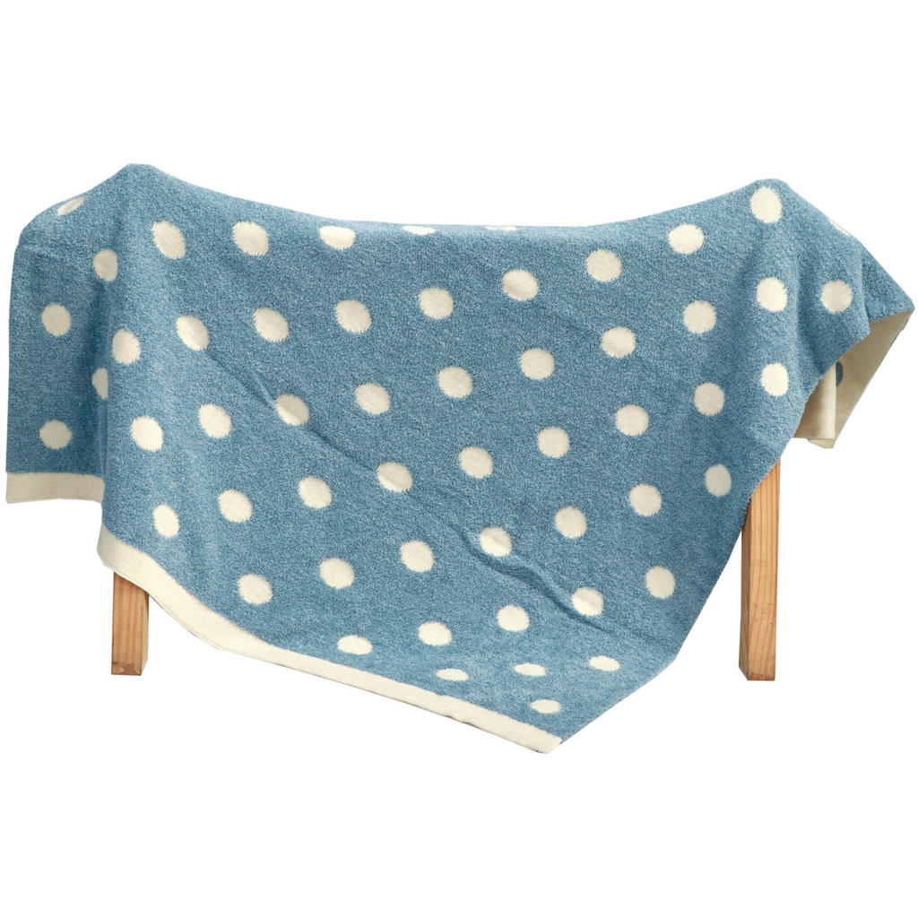 Thumbnail - Patinio Schmusedecke Loovly Dots, Blau, Weiß, Textil, Punkte, 80x100 cm, Textiles Vertrauen - Oeko-Tex®, pflegeleicht, S...